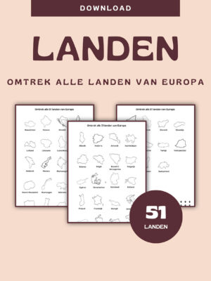Printable omtrek alle 51 landen van Europa